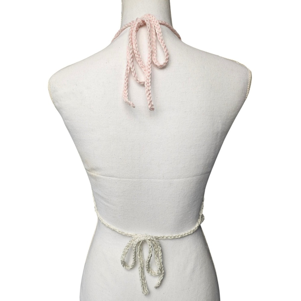 Handmade Knit Halter Top Backless Cowl Neck Crop Top Y2K‎ Festival Fashion - Picture 7 of 8